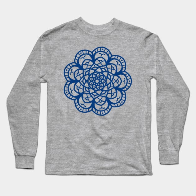 Blue Mandala Long Sleeve T-Shirt by TereShop